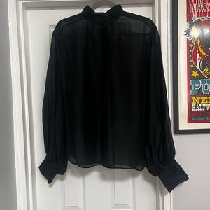 H&M Sheer Black Long Sleeve Blouse BRAND NEW NO TAGS